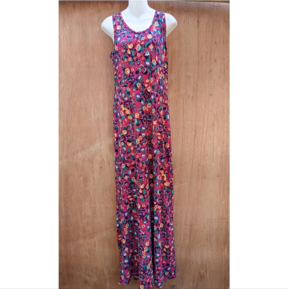 NWOT LuLaRoe pink colorful floral sleeveless maxi dress medium